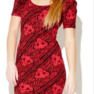 Disney Red Lion King Tribal Simba Bodycon Dress | Medium